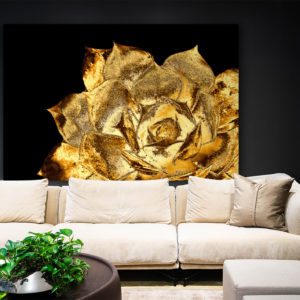 Wandbild Goldene Blume Wohnzimmer