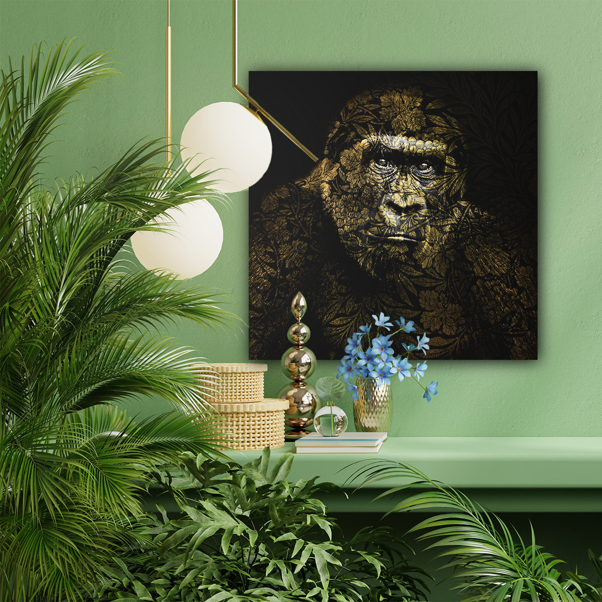 Wandbild Goldener Gorilla - Flur