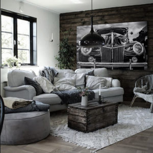 Wandbild Oldtimer Graustufen - Wohnzimmer