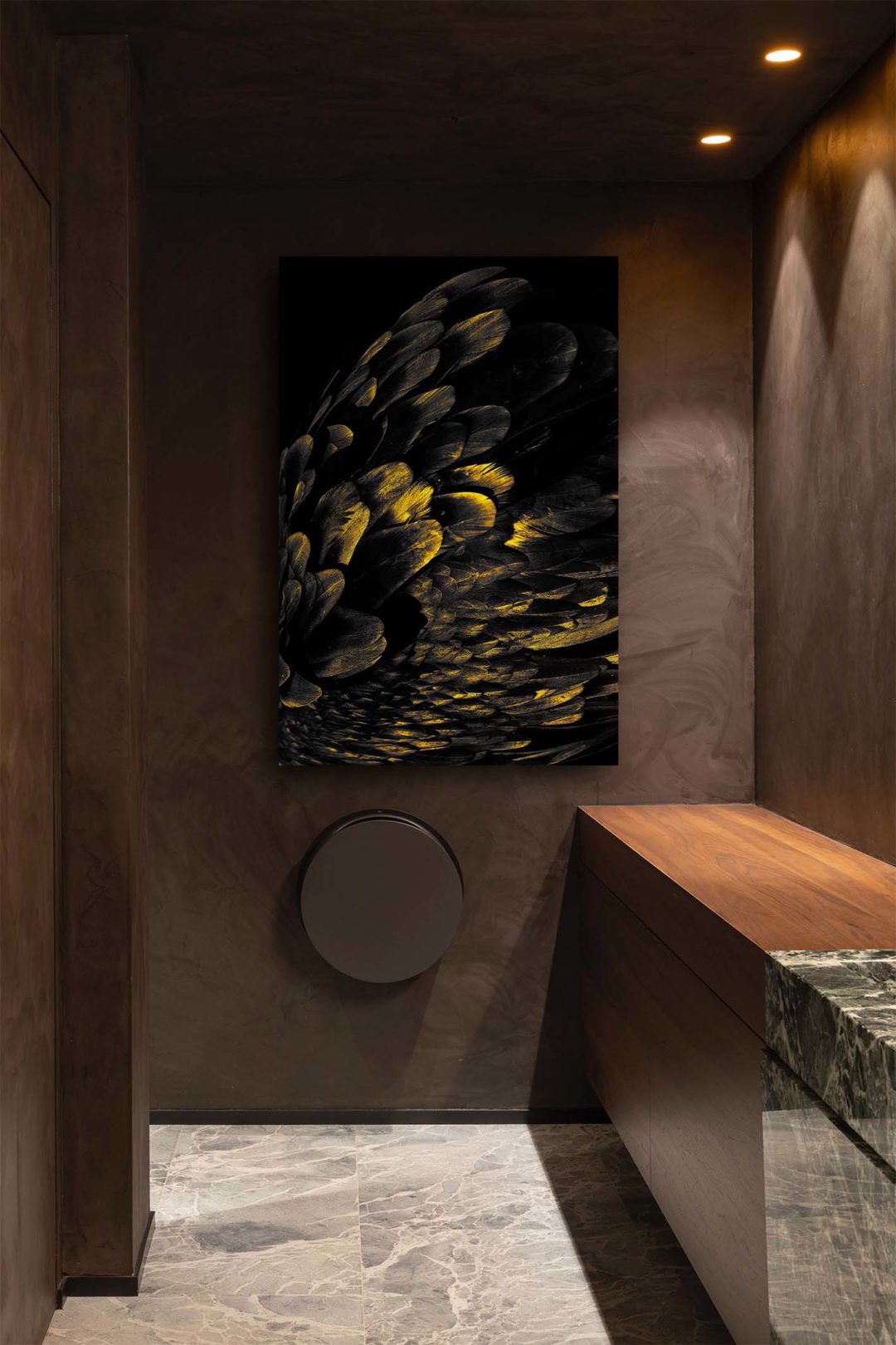 Wandbild Goldstaubfedern - Badezimmer