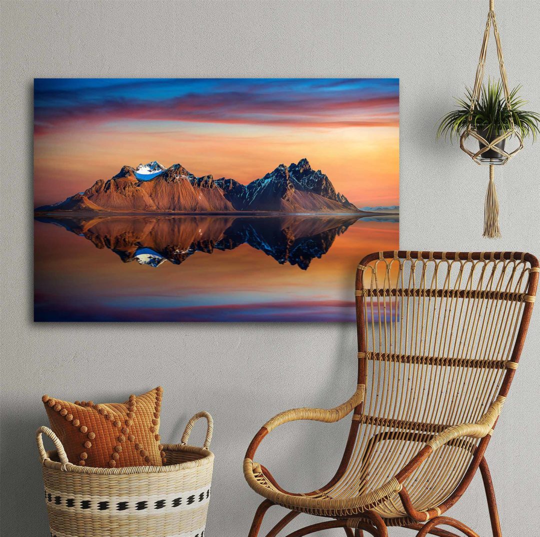 Wandbild Vestrahorn bei Sonnenuntergang - Flur