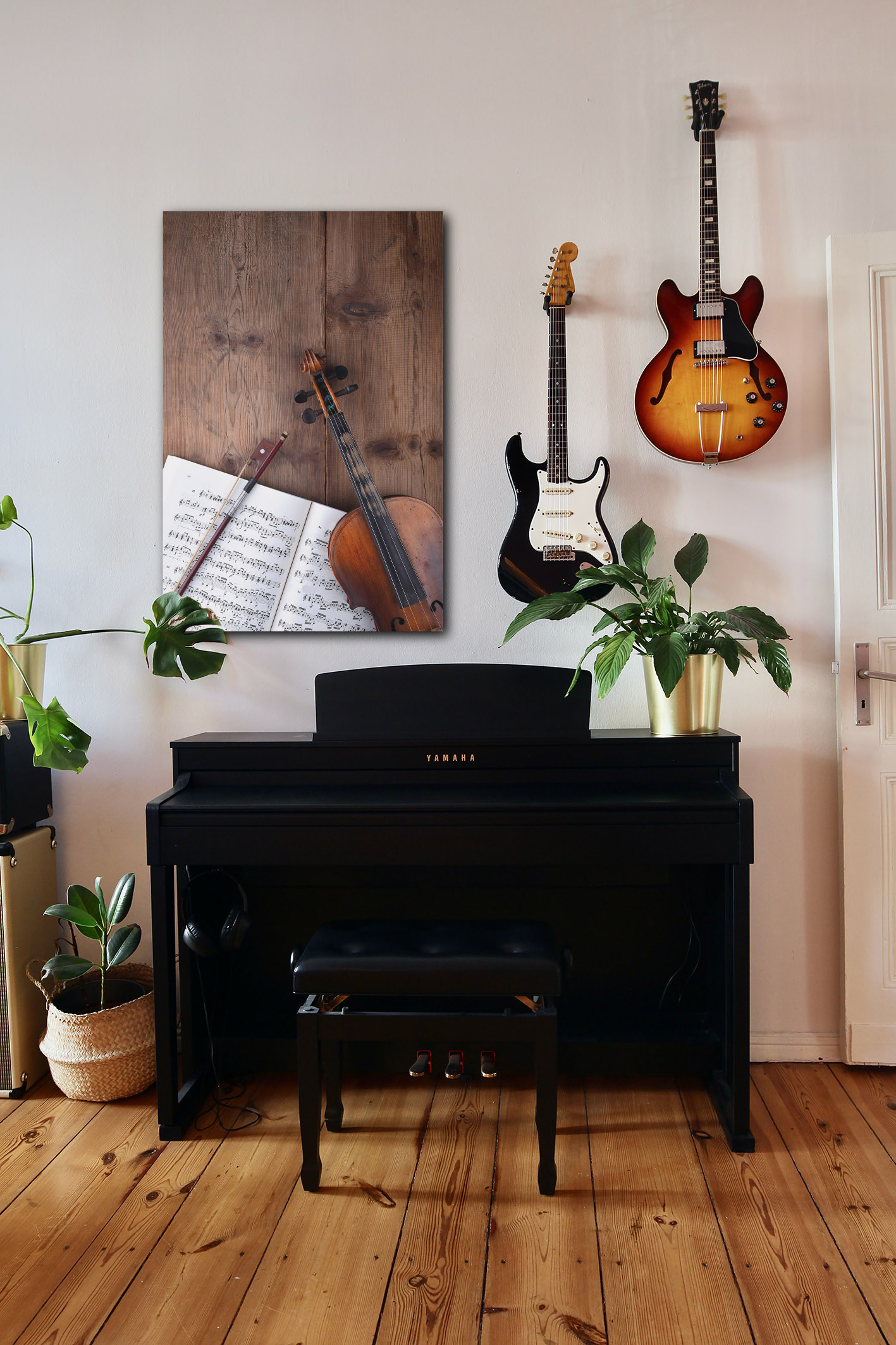 Wandbild Violine mit Noten - Wohnzimmer