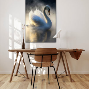 wandbild cloudy swan tiere natur edise memic arbeitszimmer
