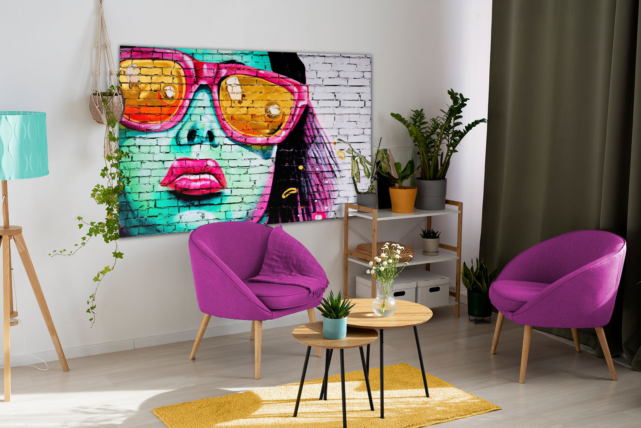 Wandbild Graffiti Woman - Wohnzimmer