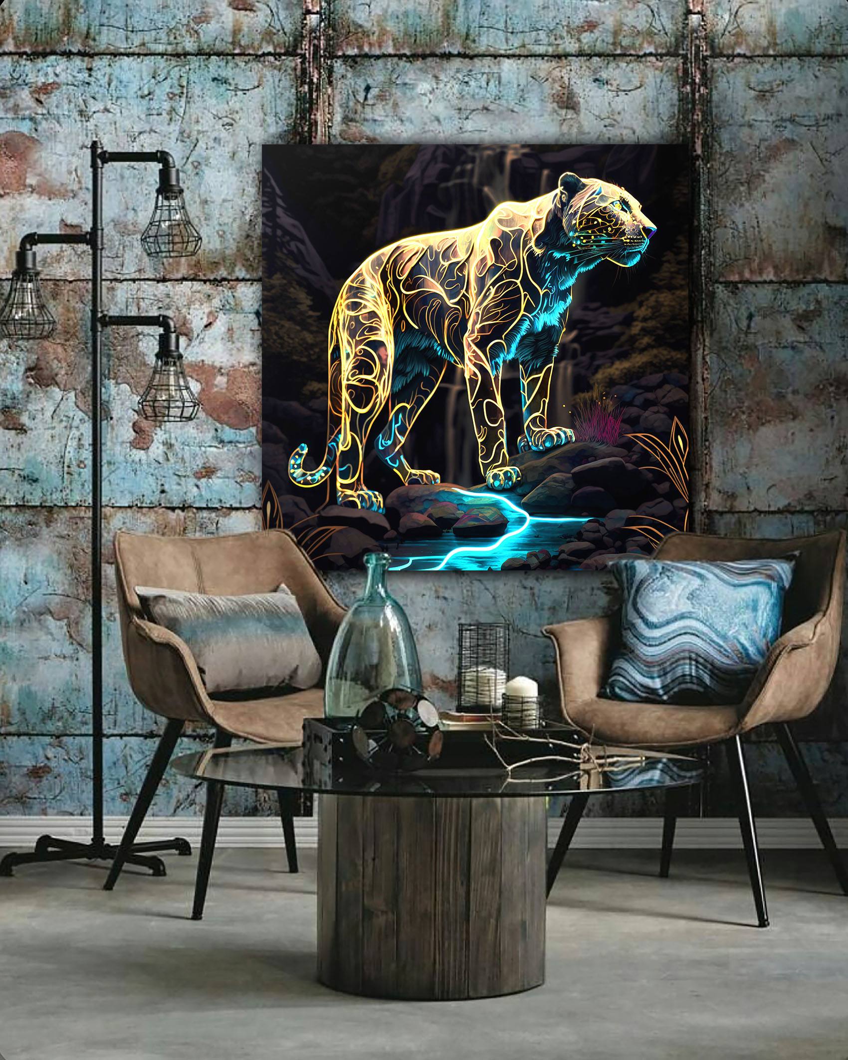 Wandbild Neon Panthera - Flur