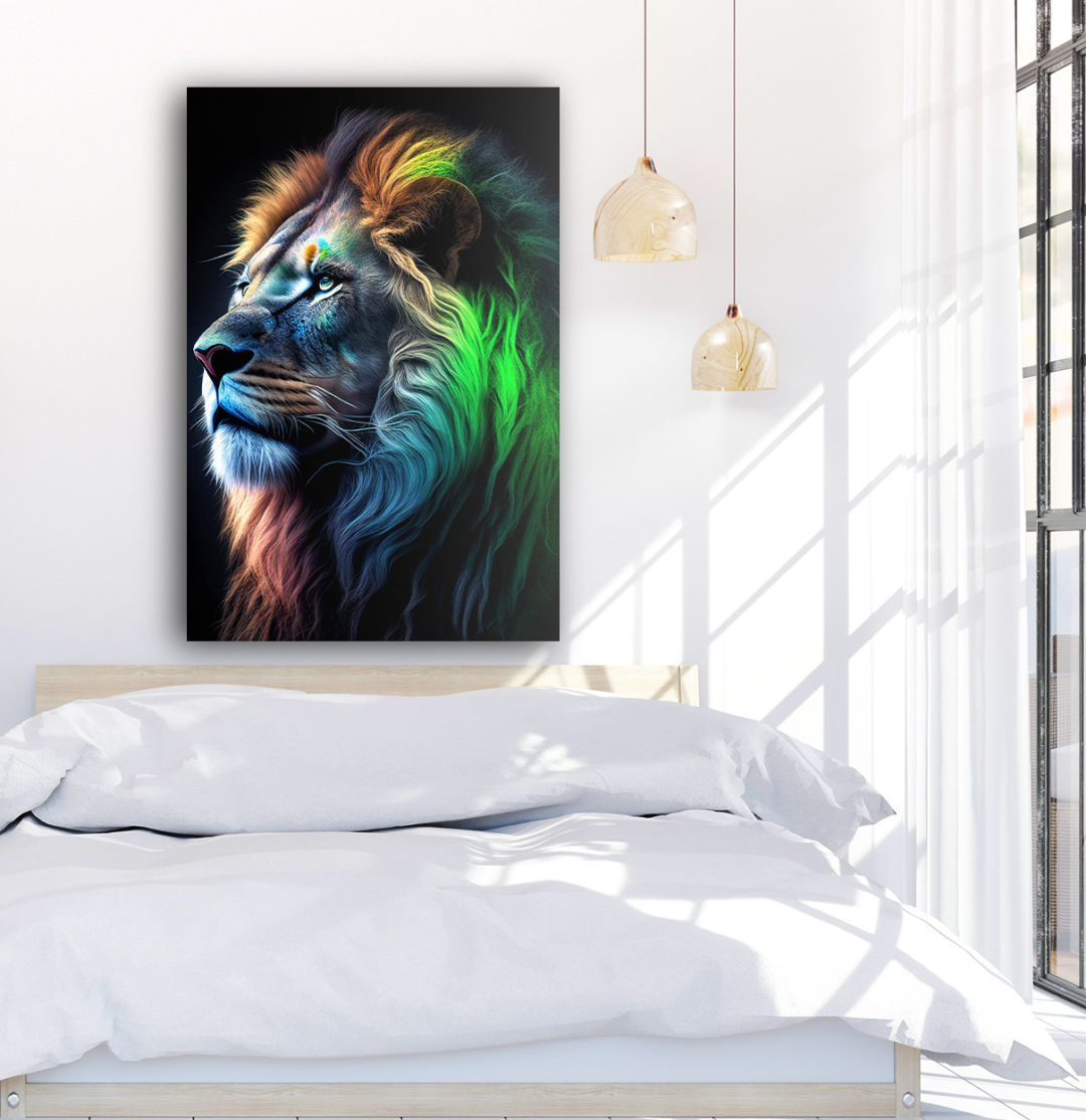 Wandbild Rainbow lion - Schlafzimmer
