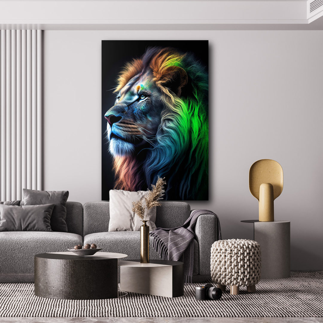 Wandbild Rainbow lion - Wohnzimmer