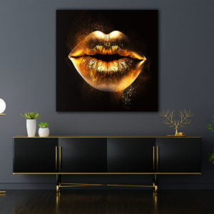 wandbild golden lips abstrakt flowers and macro flur