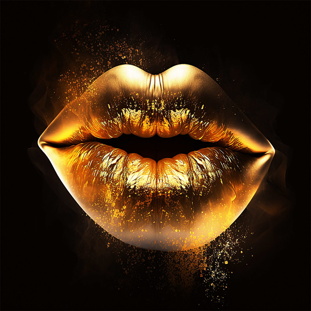 Wandbild Golden lips