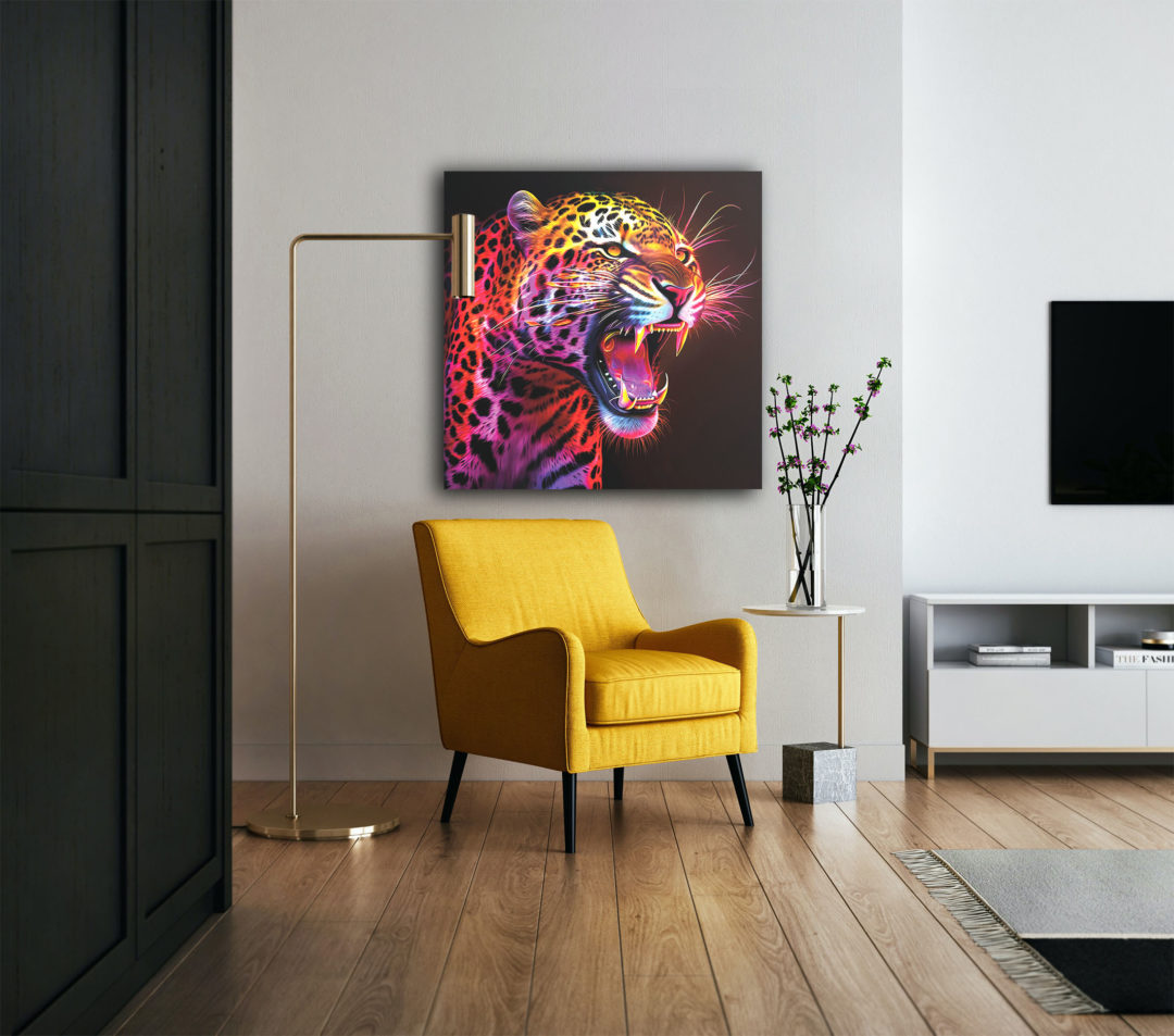 Wandbild Neon Cheetah - Wohnzimmer