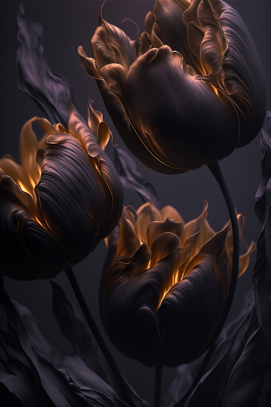 Wandbild Black Tulips