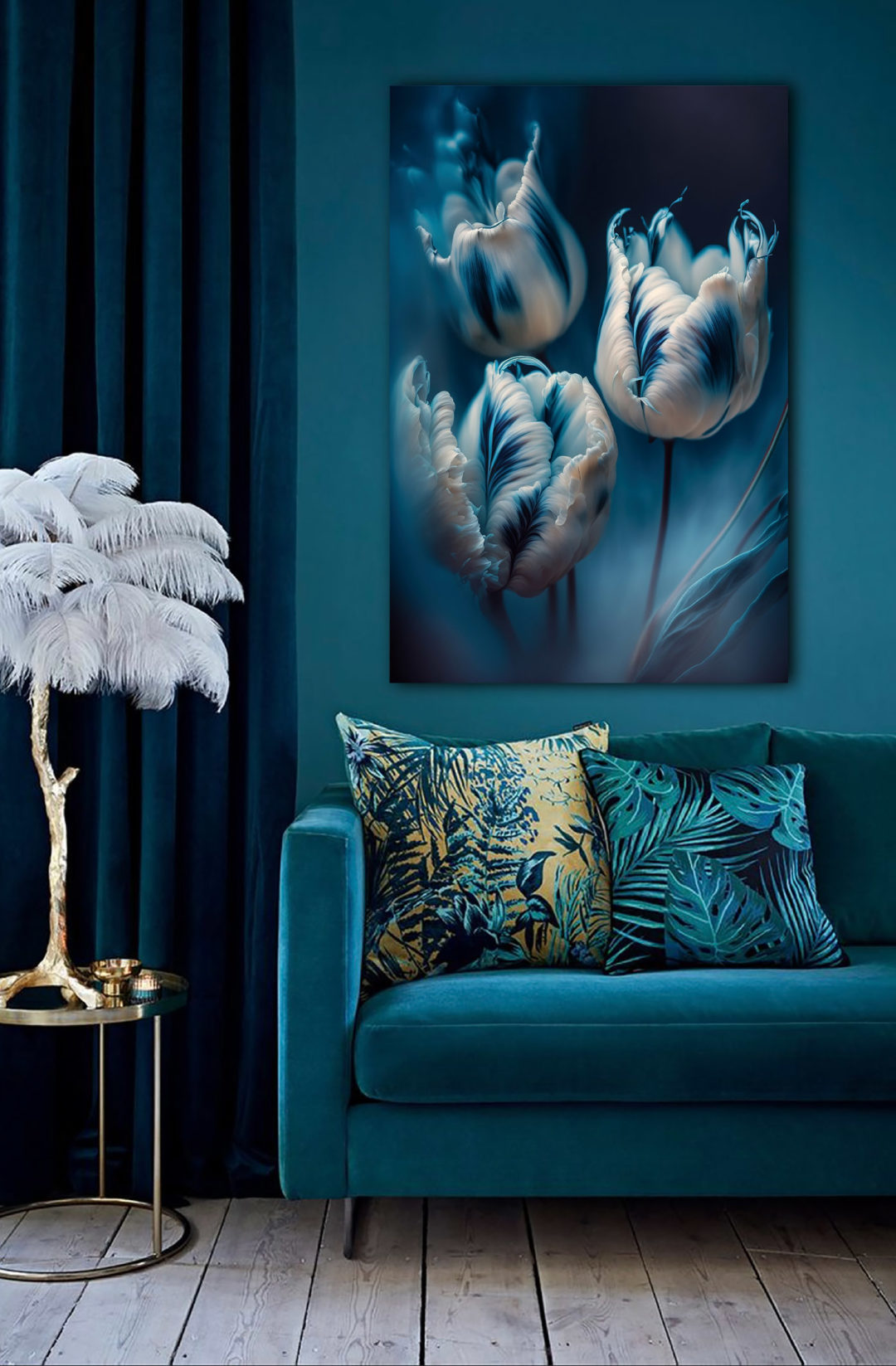 Wandbild Blue Tulips - Wohnzimmer