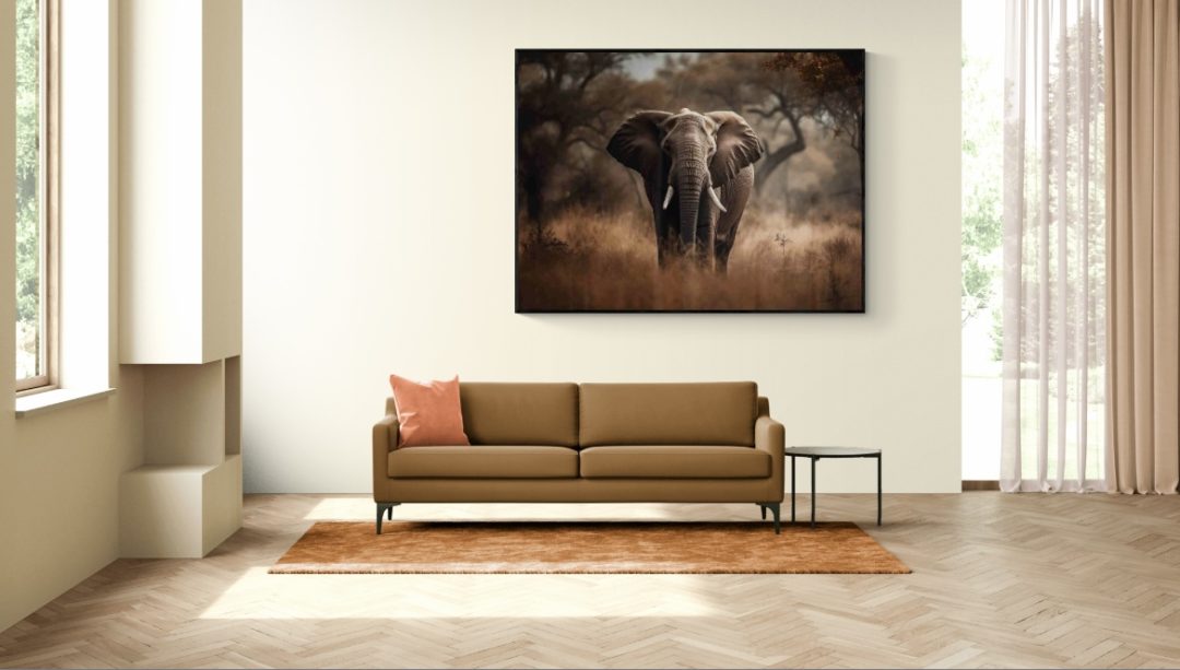 Wandbild Elefant im Sonnenuntergang I Tiere & Natur