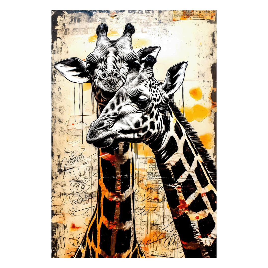 Wandbild Giraffe Vintage