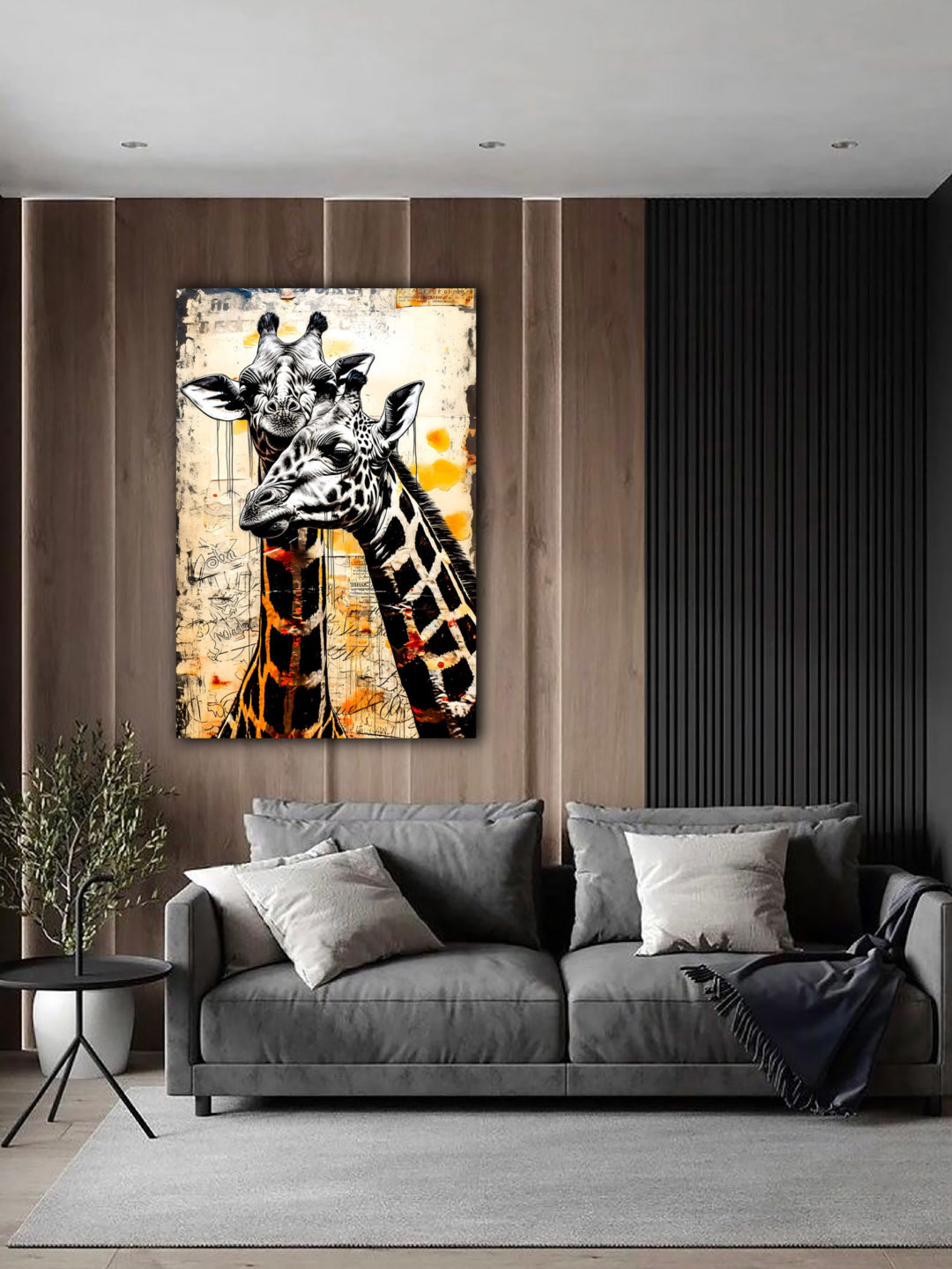 Wandbild Giraffe Vintage Wohnzimmer