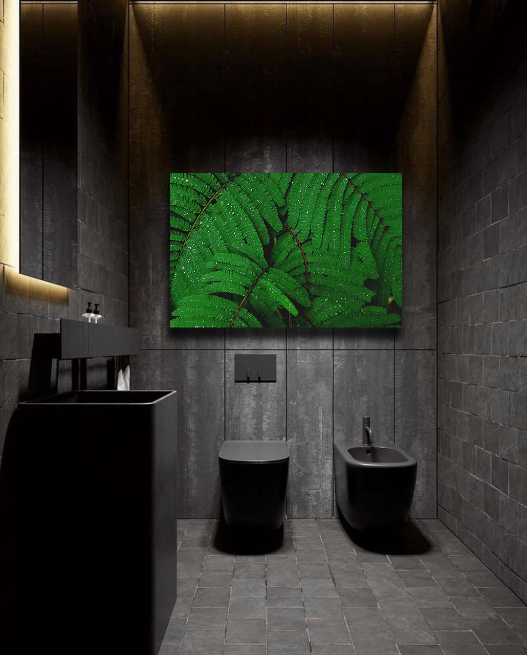 Wandbild Mimose mit Wassertropfen - Bad