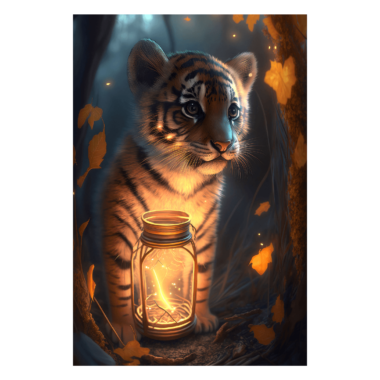 Wandbild Tiger Cub Glowing Light