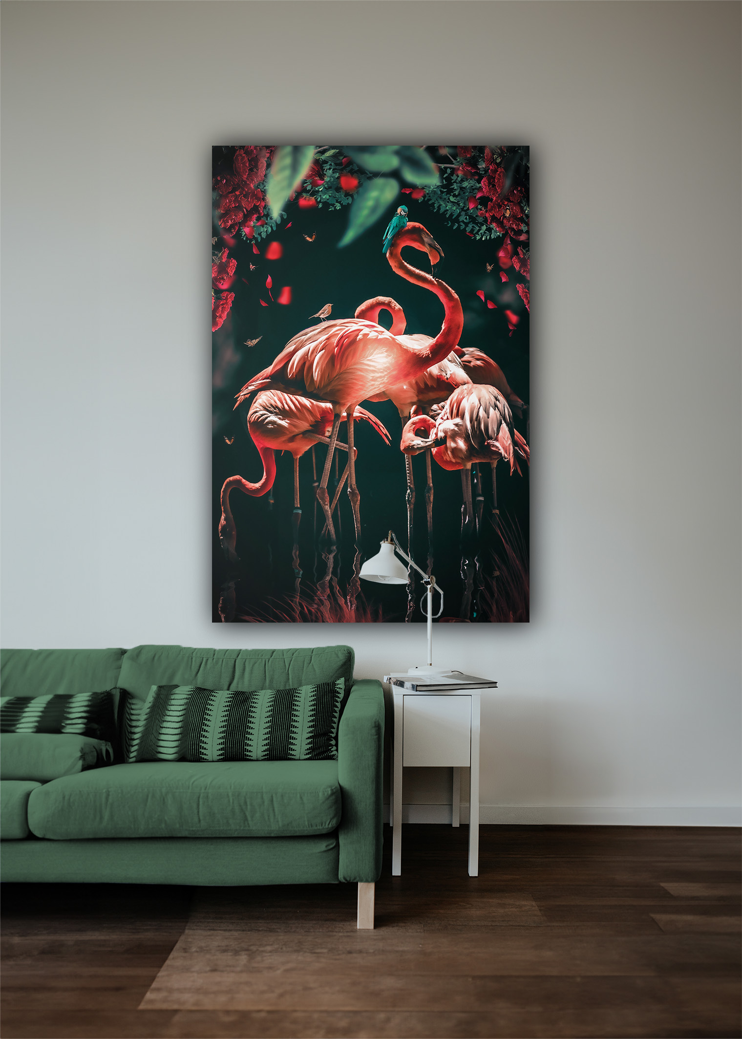 Wandbild Flamingo Glowing - Wohnzimmer