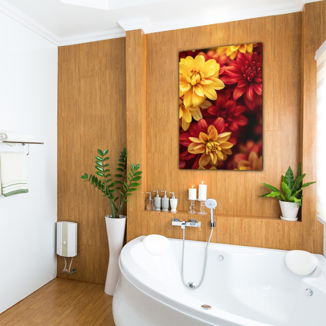 Wandbild Fiery Floral - Badezimmer