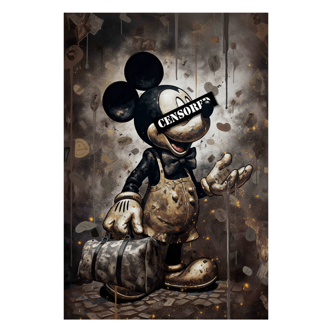 Wandbild Mickey Moneychase Censored