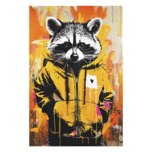 Wandbild Raccoon with Hoodie