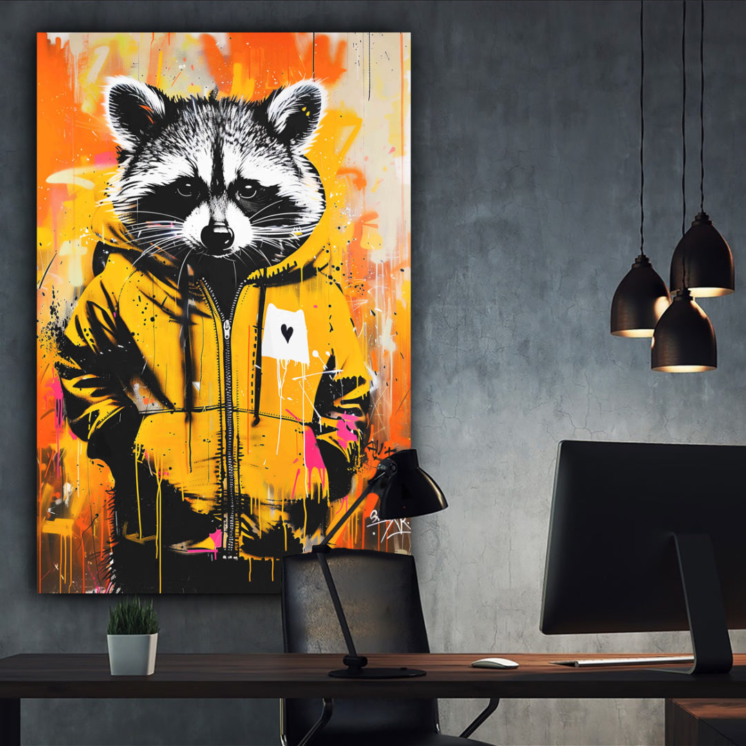 Wandbild Raccoon with Hoodie - Arbeitszimmer