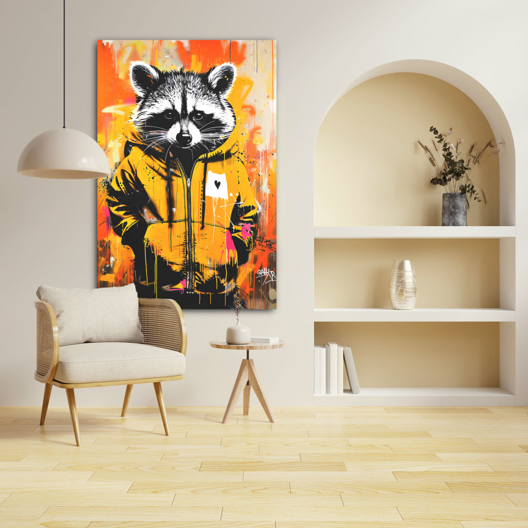 Wandbild Raccoon with Hoodie - Wohnzimmer