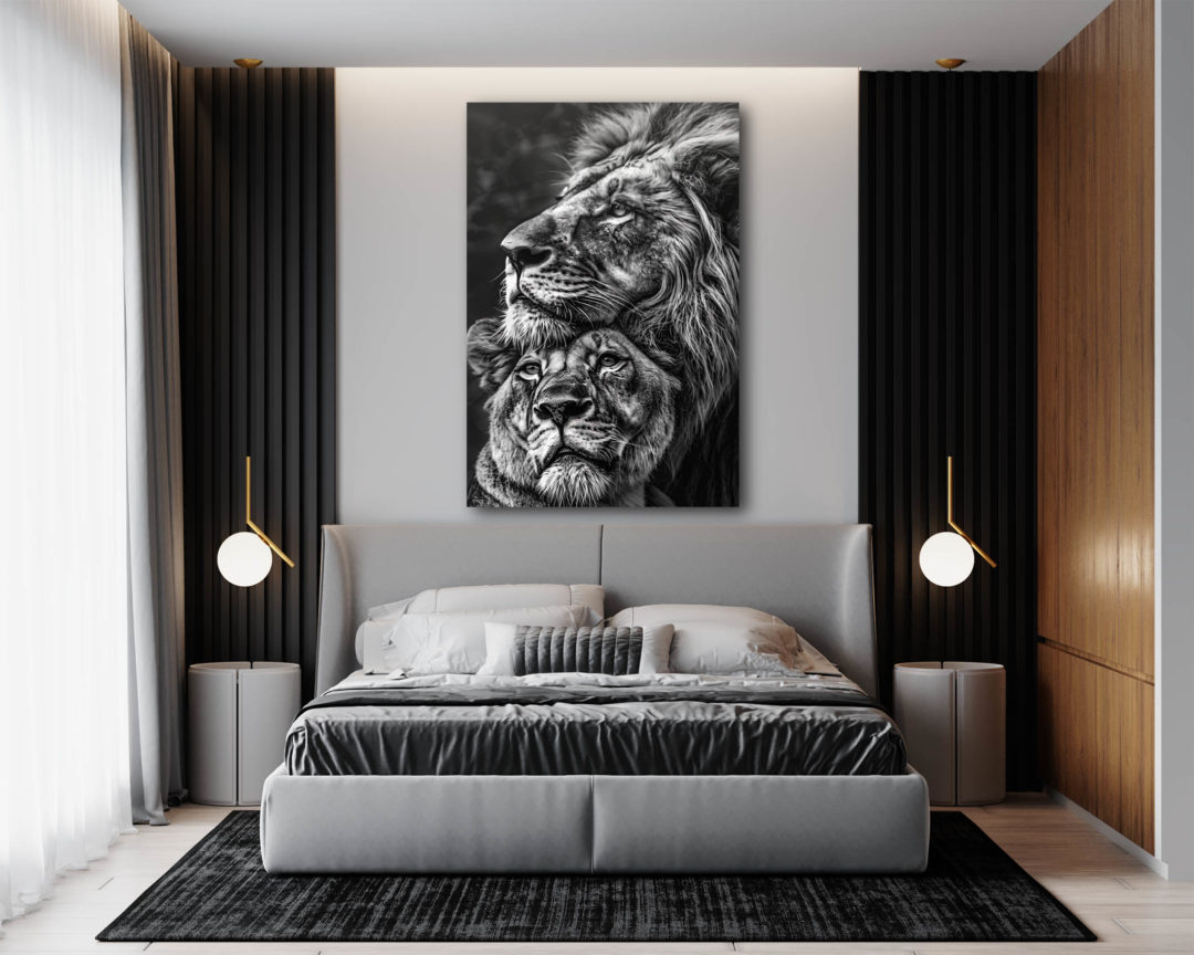 Wandbild Lion Couple - Schlafzimmer